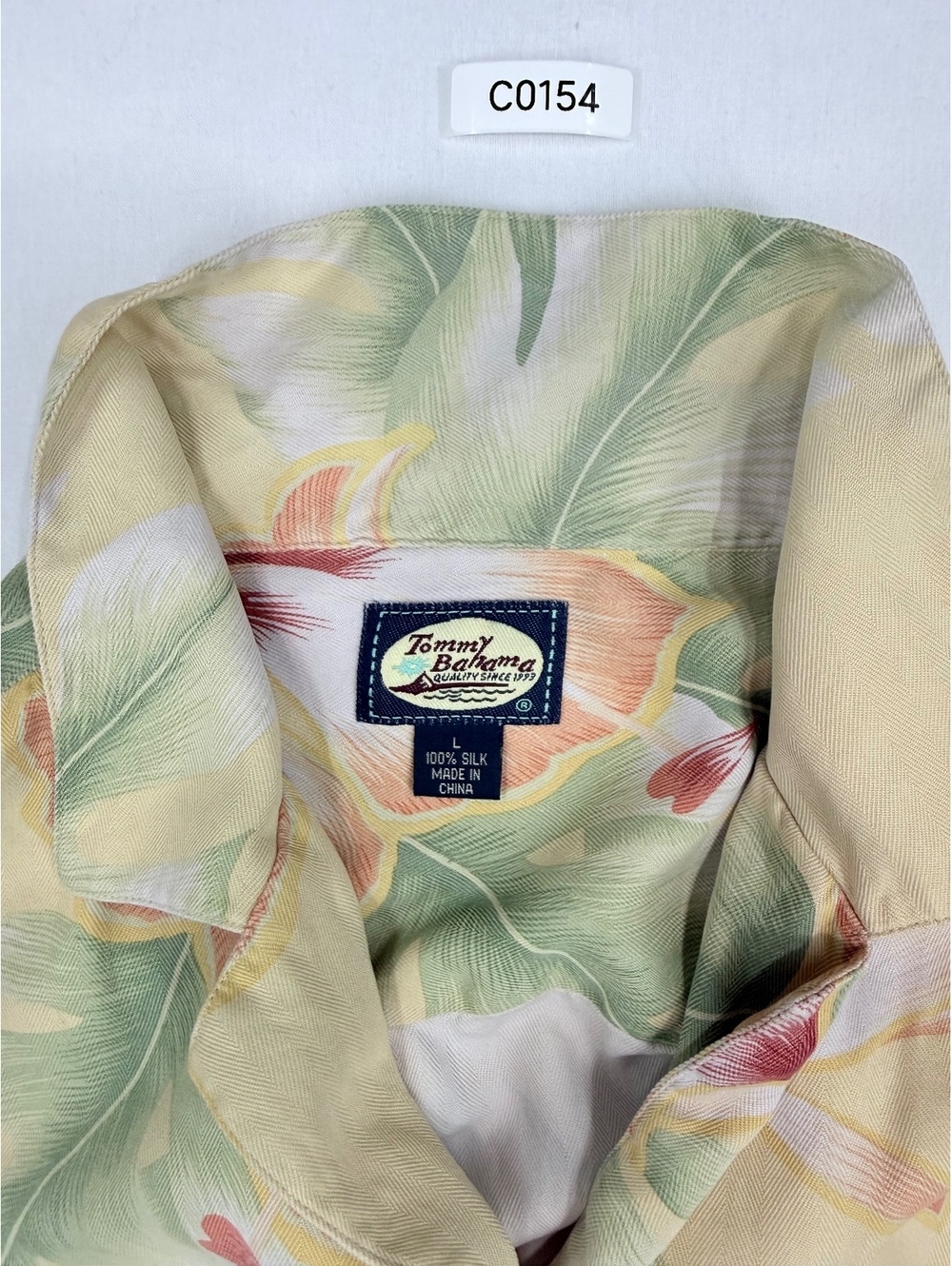 Tommy Bahama Sleeveless Silk Button-Up Shirt with Tropical Floral Print, Size L